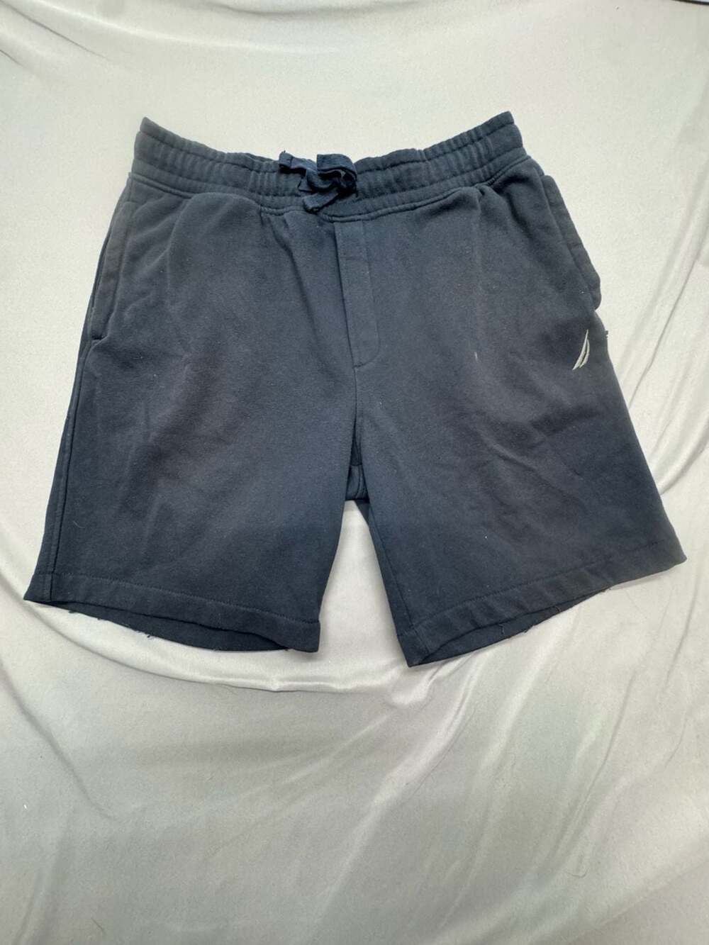 Nautica Fleece Shorts Size M Black Cotton Blend Drawstring Logo Casual